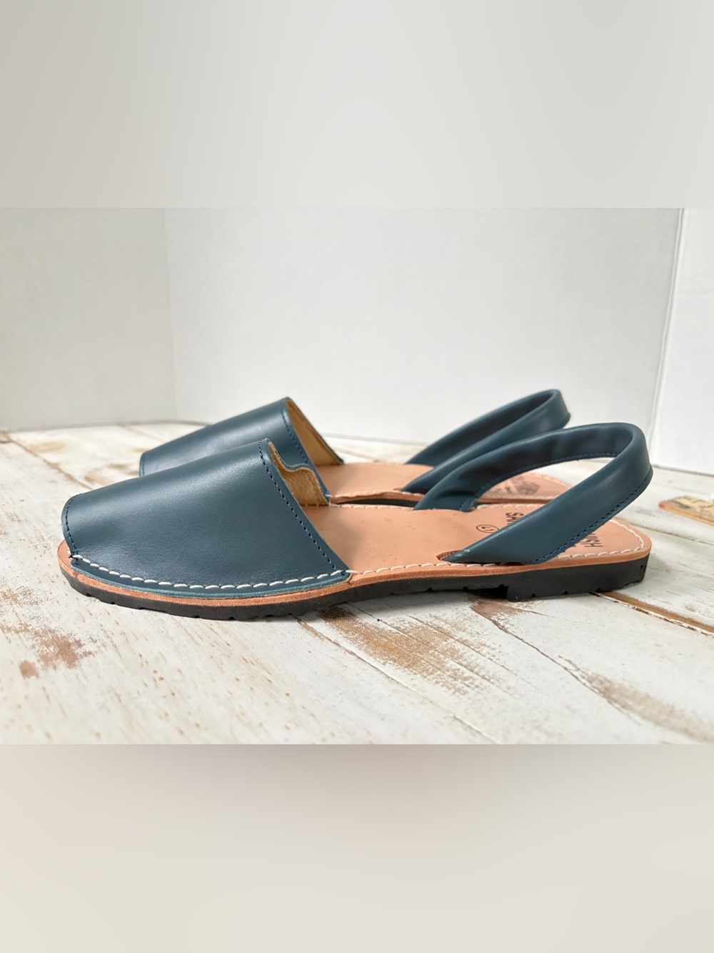 The Spanish Sandal Co. classic flat avarca sandals denim blue handcrafted 41 EUC